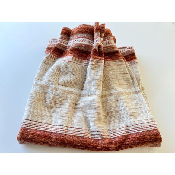 Vintage 70s curtain, beige, rust and brown stripes, single pleated panel - Picture 9 of 9